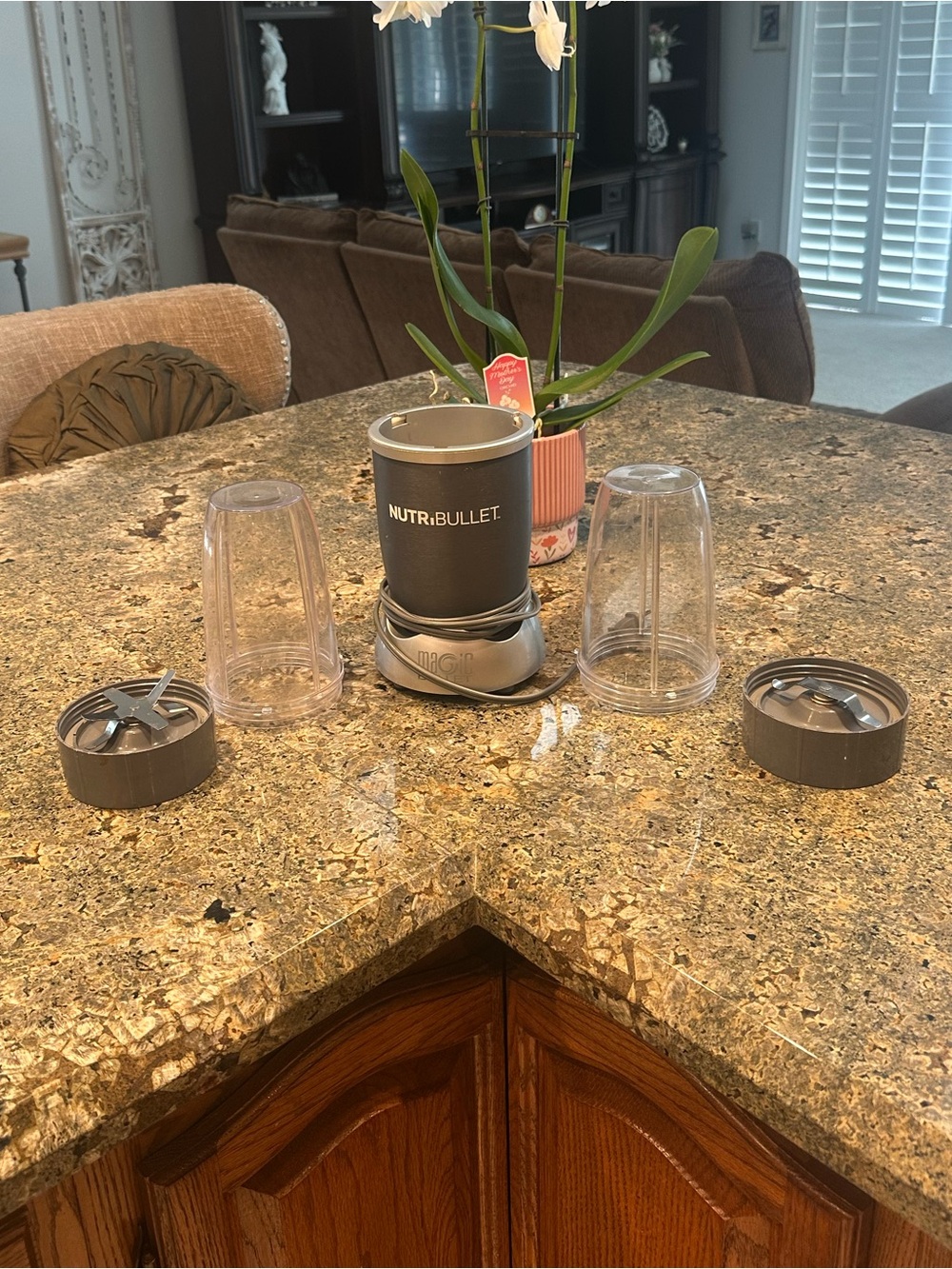 NutriBullet Personal Blender Mixer Set w/ 2 Cups & 2 Blade Lids Gray